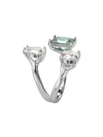 Mesmera Rhodium-Plated & Swarovski Crystal Cuff Ring