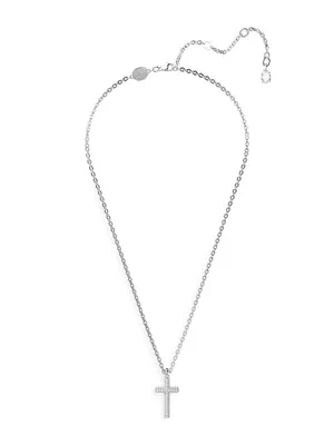 Insigne Rhodium-Plated & Crystal Pavé Small Cross Pendant Necklace