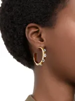 Dextera Goldtone & Crystal Mixed Cuts Hoop Earrings