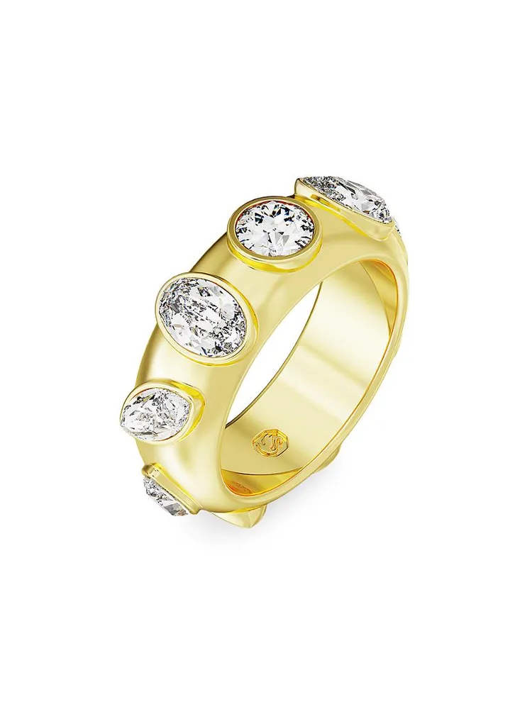 Imber Goldtone & Crystal Mixed Cuts Tube Ring