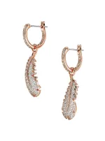 Nice Rose-Goldtone & Swarovski Crystal Feather Drop Earrings