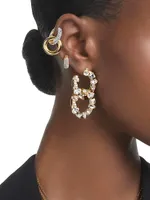 Dextera Goldtone & Crystal Mixed Cuts Interlocking Loop Earrings