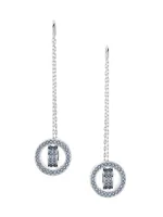 Hollow Rhodium-Plated & Cubic Zirconia Threader Earrings