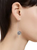 Hollow Rhodium-Plated & Cubic Zirconia Threader Earrings