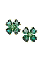 Idyllia Goldtone & Swarovski Crystal Four-Leaf Clover Stud Earrings