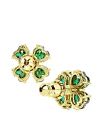 Idyllia Goldtone & Swarovski Crystal Four-Leaf Clover Stud Earrings