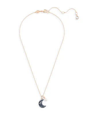 Luna Rose Goldtone & Crystal Moon Pendant Necklace