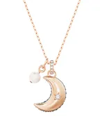 Luna Rose Goldtone & Crystal Moon Pendant Necklace