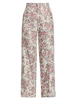 Kingston Floral Jacquard Wide-Leg Pants