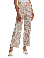 Kingston Floral Jacquard Wide-Leg Pants