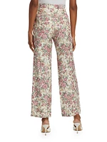 Kingston Floral Jacquard Wide-Leg Pants