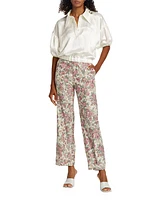 Kingston Floral Jacquard Wide-Leg Pants