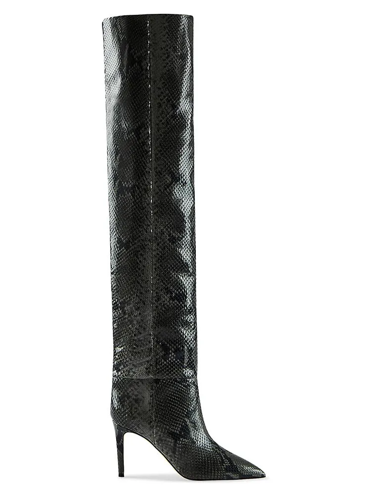 85MM Snake-Embossed Leather Over-The-Knee Boots