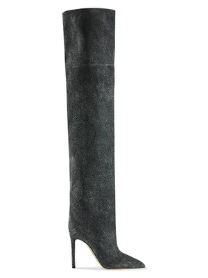 105MM Metallic Leather Over-The-Knee Boots