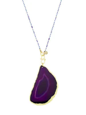 Moorea 24K Gold-Plated, Fluorite & Purple Agate Necklace