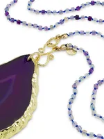Moorea 24K Gold-Plated, Fluorite & Purple Agate Necklace