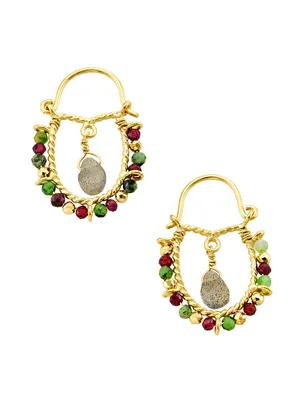 Bindi 24K-Gold-Plated & Multi-Gemstone Beaded Drop Earrings