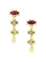 Bindi Blessing 24K-Gold-Plated & Multi-Gemstone Evil Eye Drop Earrings