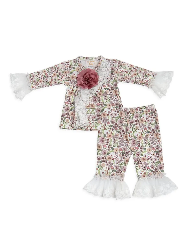 Baby Girl's Serendipity Floral Lace-Trim Set
