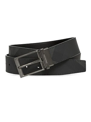 Louis Reversible Leather & Check Belt