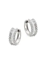14K White Gold & 1.16 TCW Diamond Huggie Hoop Earrings
