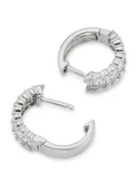 14K White Gold & 1.16 TCW Diamond Huggie Hoop Earrings
