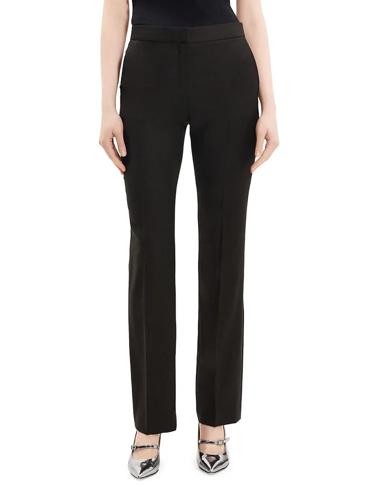 Mid-Rise Straight-Leg Wool Pants