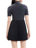 Pleated Short-Sleeve Minidress