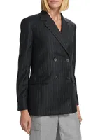 Pinstripe Wool Double-Breasted Jacket