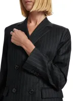 Pinstripe Wool Double-Breasted Jacket