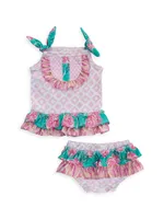 Baby Girl's Lily's Lawn Diaper Set