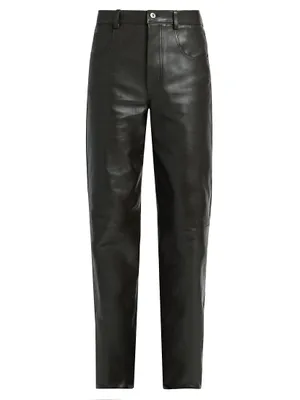 Straight-Leg Leather Pants