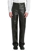 Straight-Leg Leather Pants