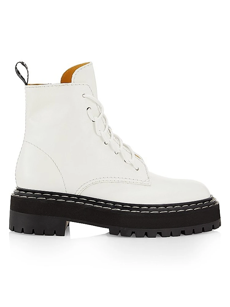 Leather Lace-Up Lug-Sole Boots