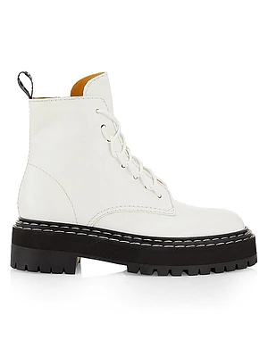 Leather Lace-Up Lug-Sole Boots