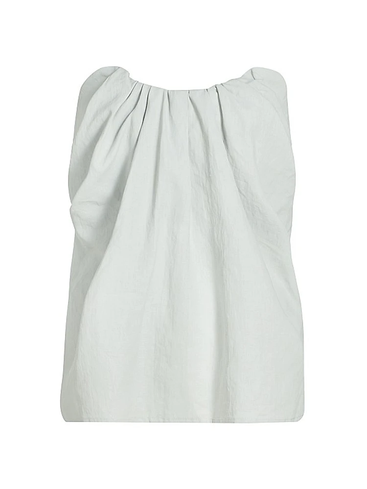 Tucked Linen Strapless Top