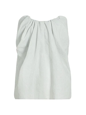 Tucked Linen Strapless Top