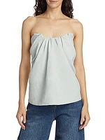 Tucked Linen Strapless Top