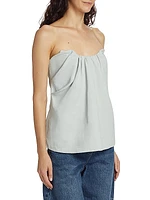 Tucked Linen Strapless Top