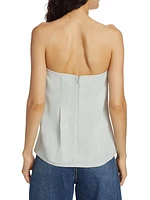 Tucked Linen Strapless Top