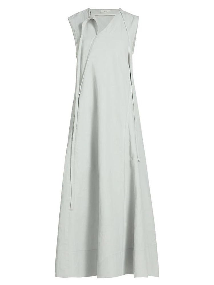 Linen Asymmetric Maxi Dress