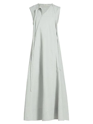 Linen Asymmetric Maxi Dress