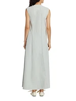 Linen Asymmetric Maxi Dress