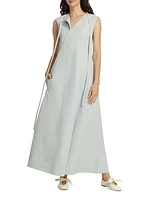 Linen Asymmetric Maxi Dress