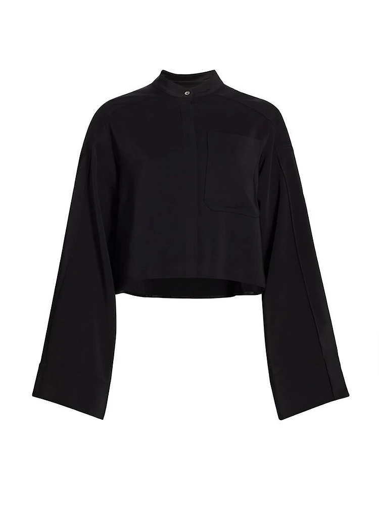 Crepe Stand Collar Blouse