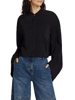 Crepe Stand Collar Blouse