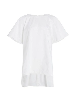 Tucked Cotton-Silk Cape Tunic
