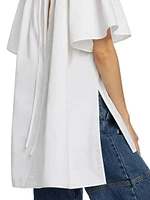 Tucked Cotton-Silk Cape Tunic