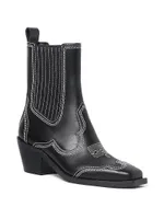 Agnes Western Leather Ankle Boots