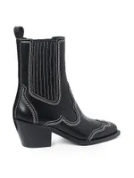 Agnes Western Leather Ankle Boots